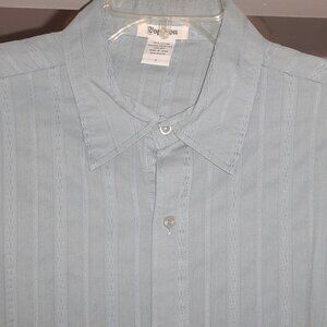 Men's turquoise blue Pop Icon button down casual shirt (Small)